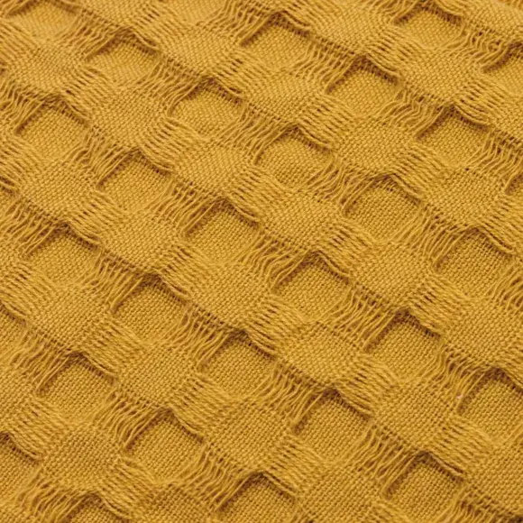Eminza Jeté De Lit Coton Nid D'abeille (130 X 160 Cm) Maya Jaune Safran