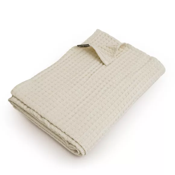 Eminza Jeté De Lit Coton Nid D'abeille (130 X 160 Cm) Maya Beige Pampa