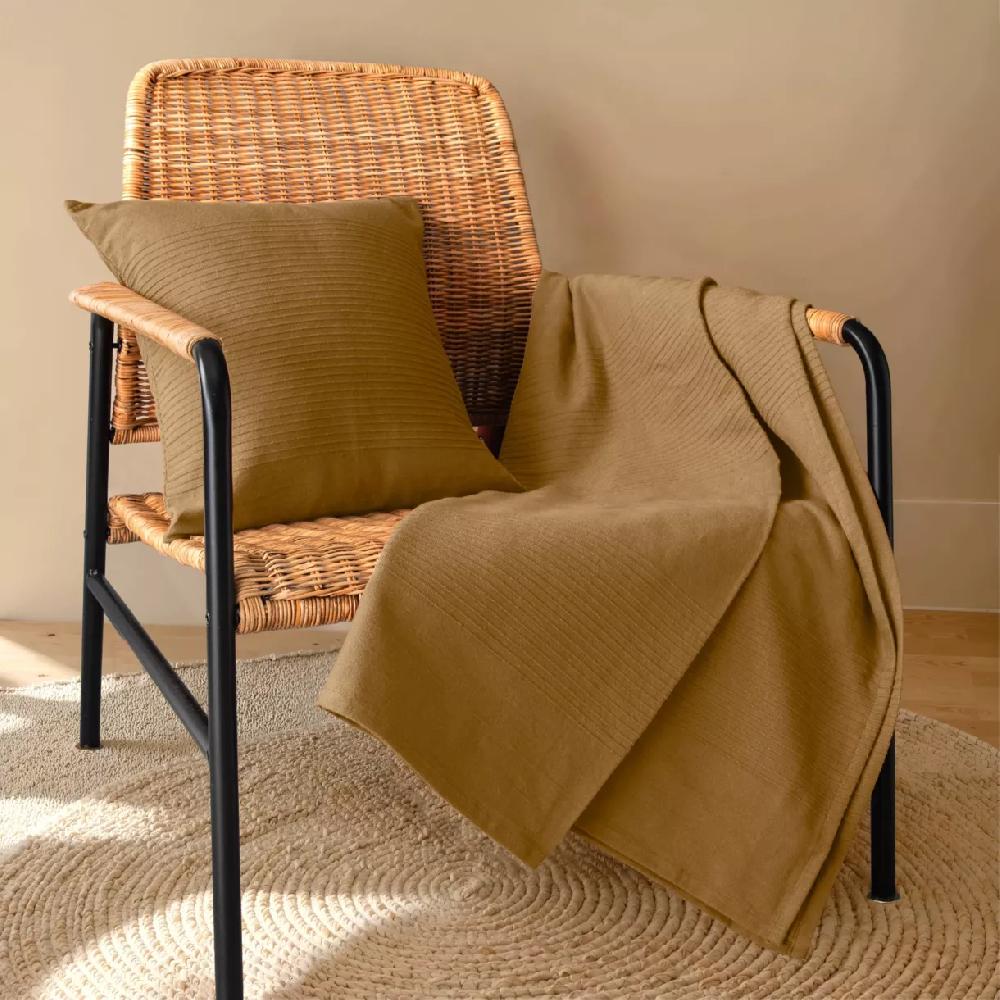 eminza Jeté de lit coton tissé (130 x 160 cm) Léa Camel