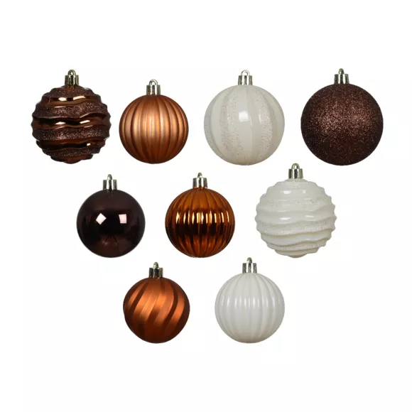 Eminza Kit De Décoration De Sapin De Noël Agéna Expresso Citrouille Et Blanc Laine