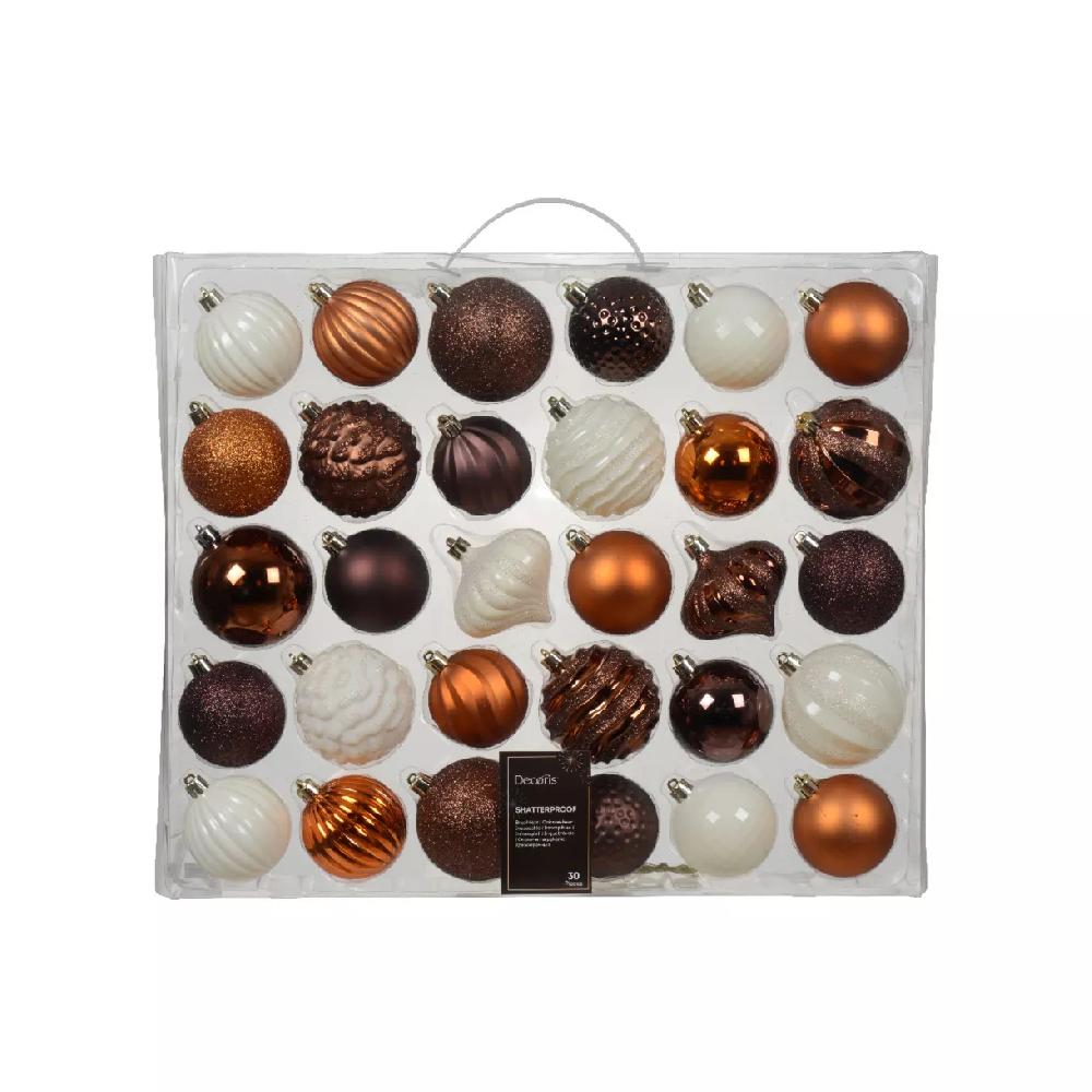 eminza Kit de décoration de sapin de Noël Agéna Expresso citrouille et blanc laine