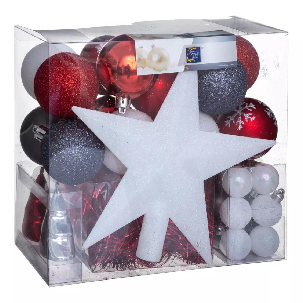 eminza Kit de décoration de sapin de Noël Aspen Gris foncé