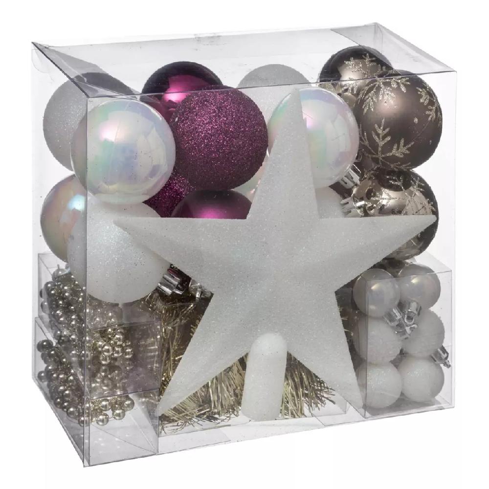 eminza Kit de décoration de sapin de Noël Aspen Violet