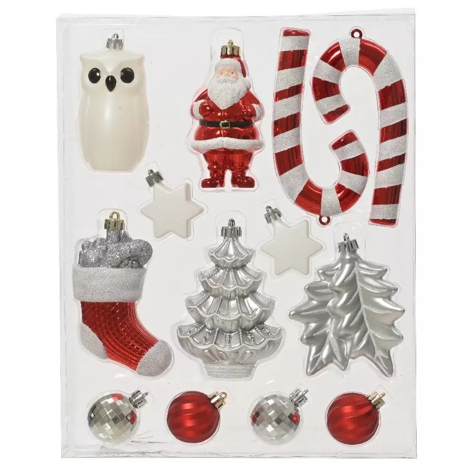 eminza Kit de décoration de sapin de Noël Manaé Rouge
