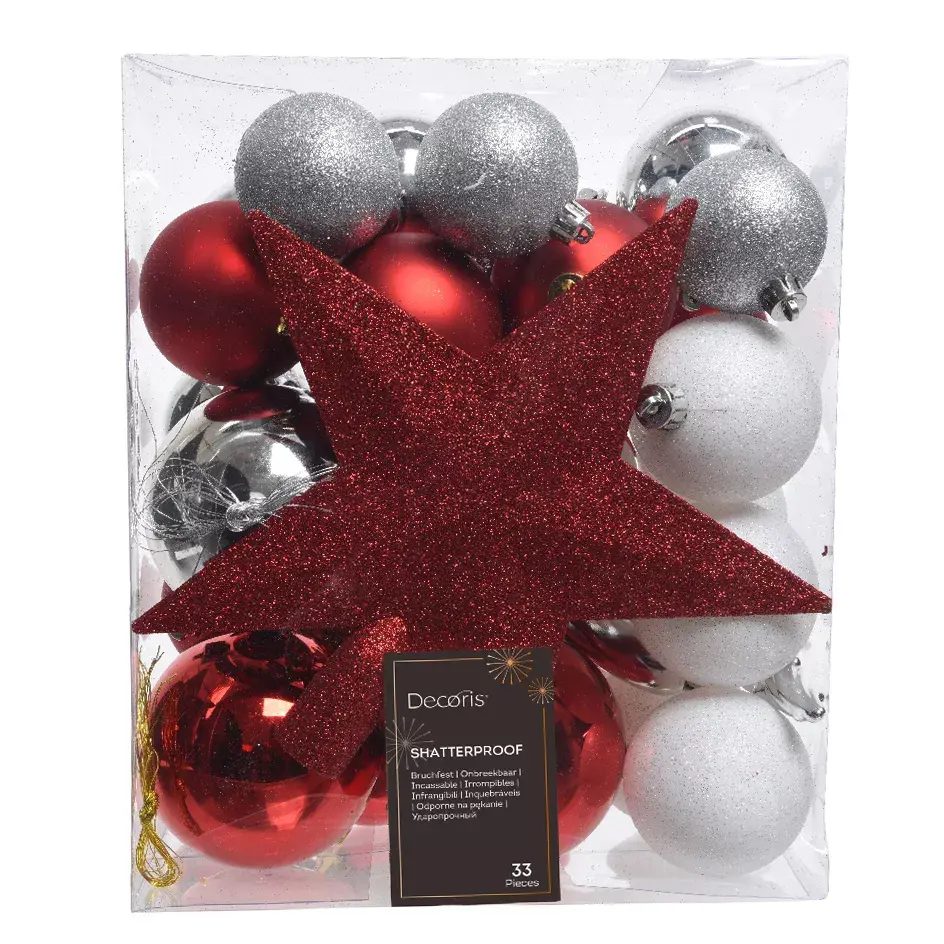 eminza Kit de décoration de sapin de Noël Novae multi Blanc / Rouge
