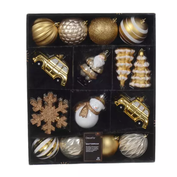 Eminza Kit De Décoration De Sapin De Noël Tradition Marron Clair
