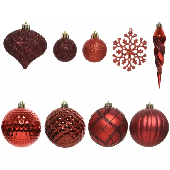 Eminza Kit De Décoration De Sapin De Noël Zaven Bordeaux/ Rouge