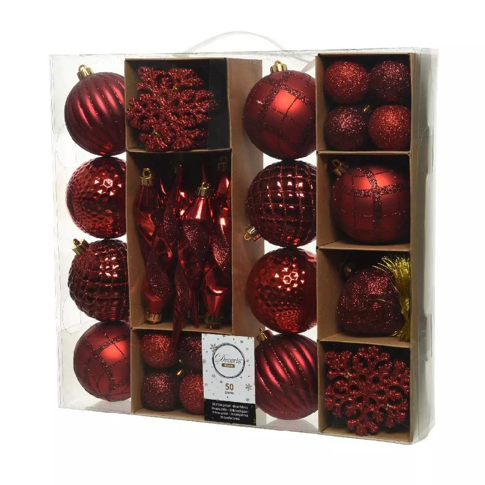 eminza Kit de décoration de sapin de Noël Zaven Bordeaux/ Rouge