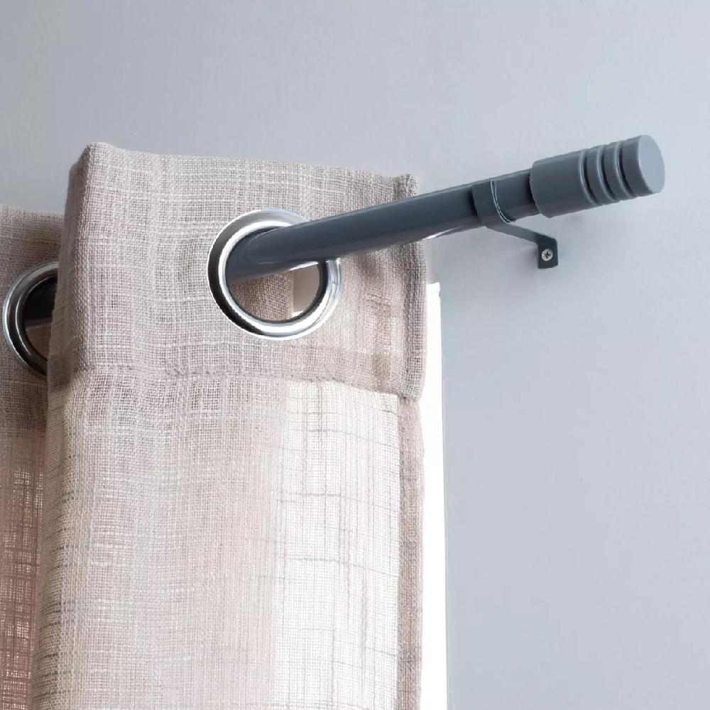 eminza Kit de tringle extensible (135 à 225 cm) Cylindre strié Gris foncé