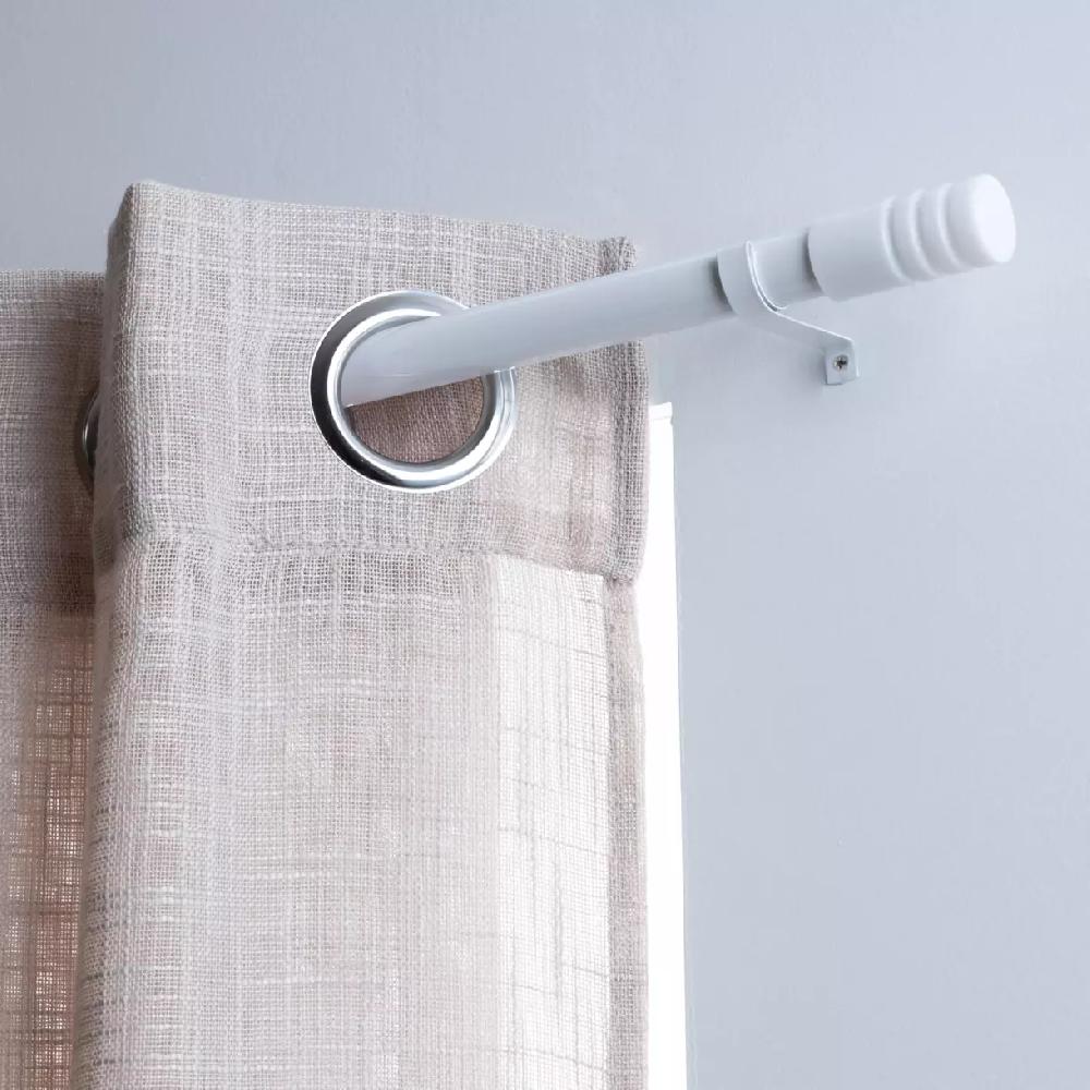 eminza Kit de tringle extensible (170 à 300 cm) Cylindre strié Blanc