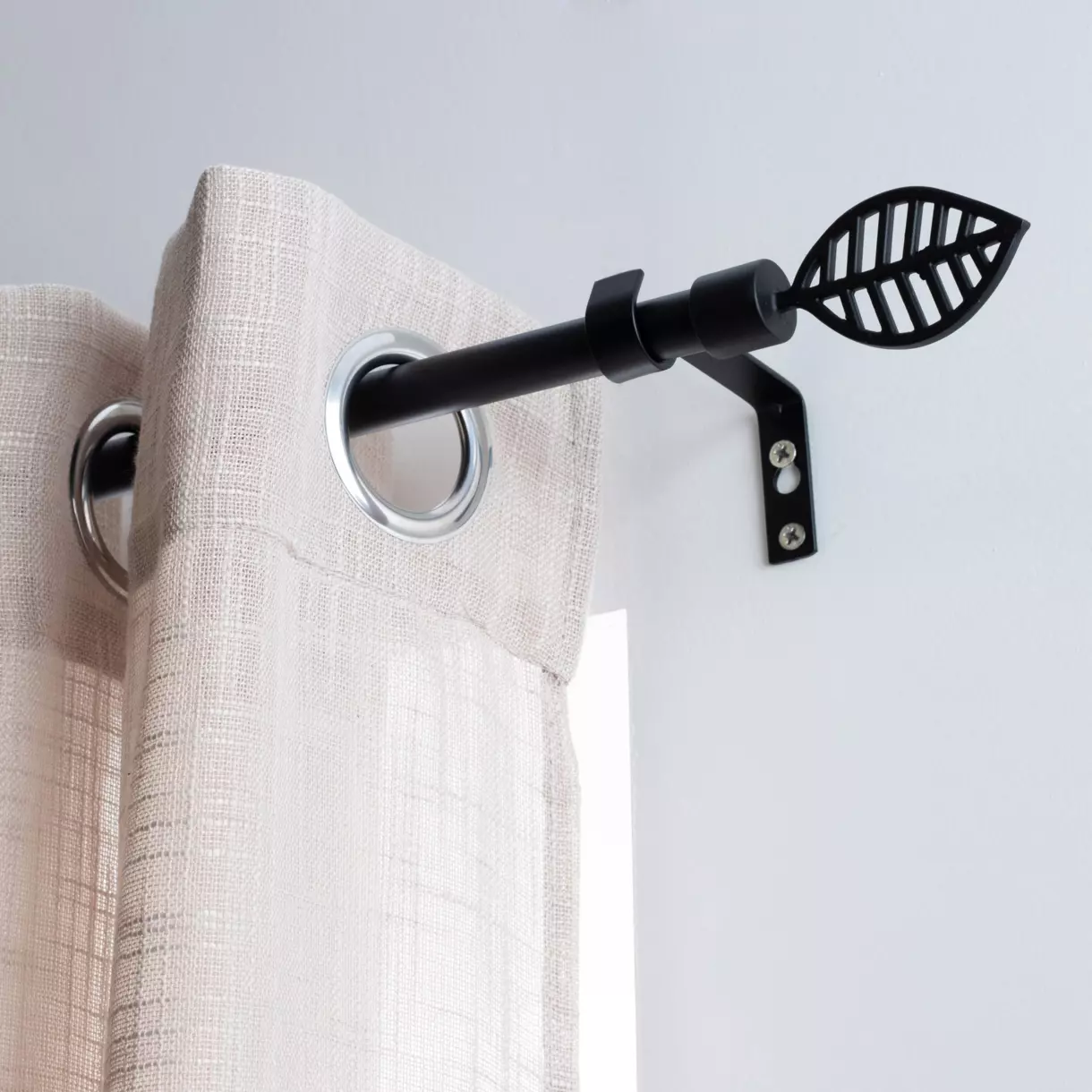 eminza Kit de tringle extensible (L120 - L210 cm / D16 mm) Sevigne Noir mat