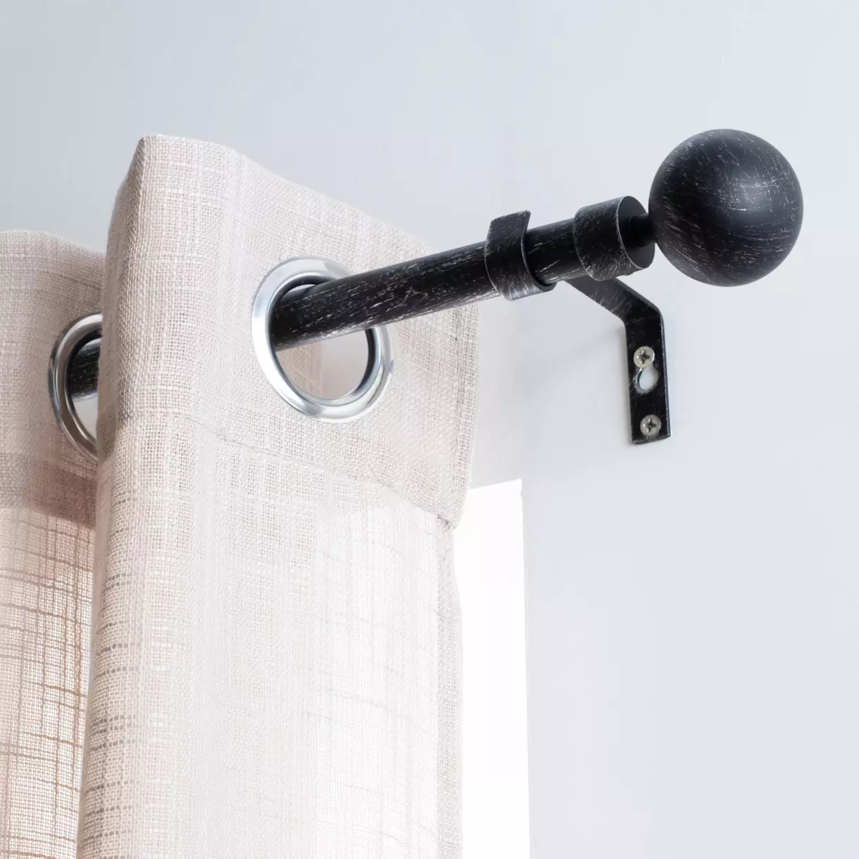 eminza Kit de tringle extensible (L120 - L210 cm / D19 mm) Basic Noir et argent