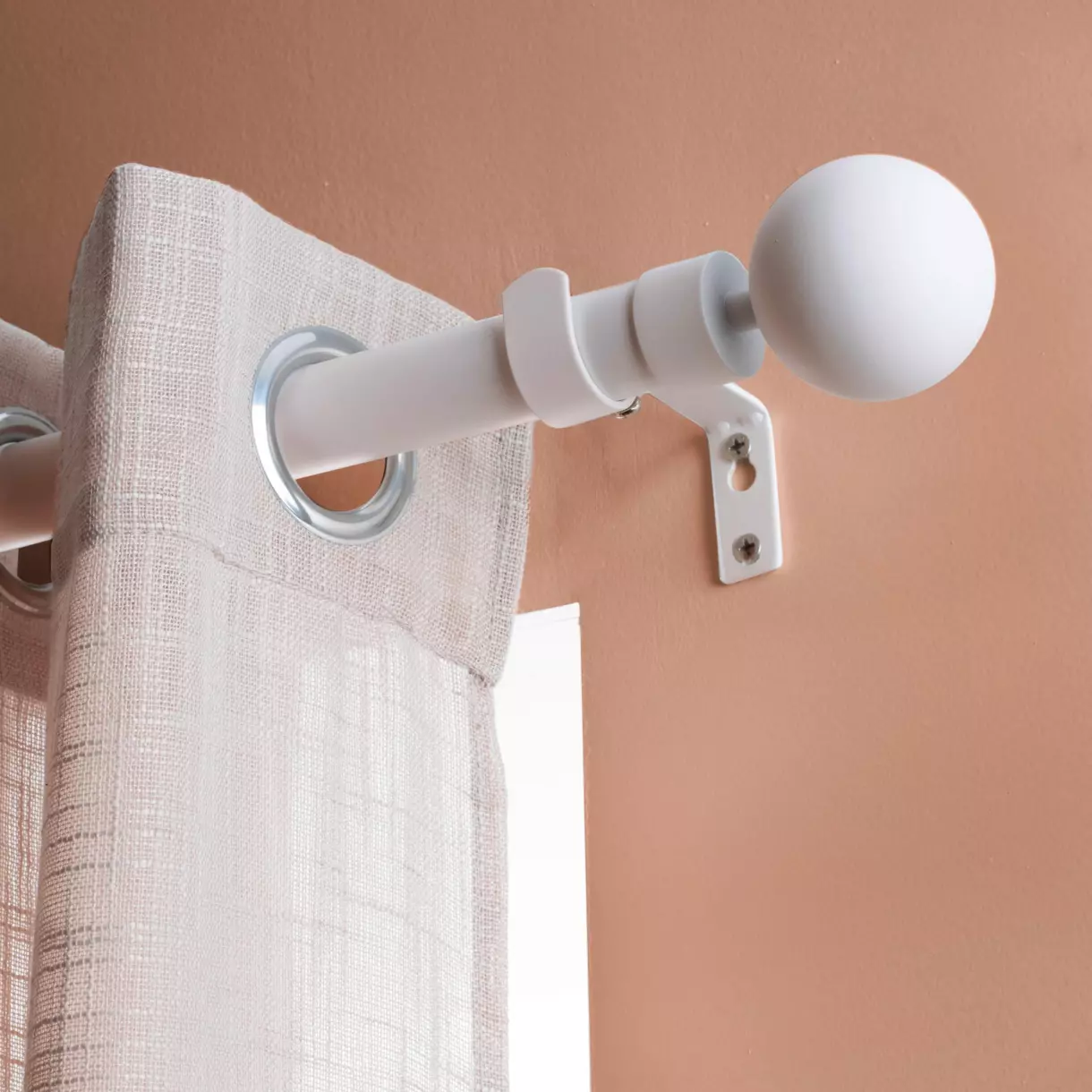 eminza Kit de tringle extensible (L120 - L210 cm / D28 mm) Gaïa Blanc