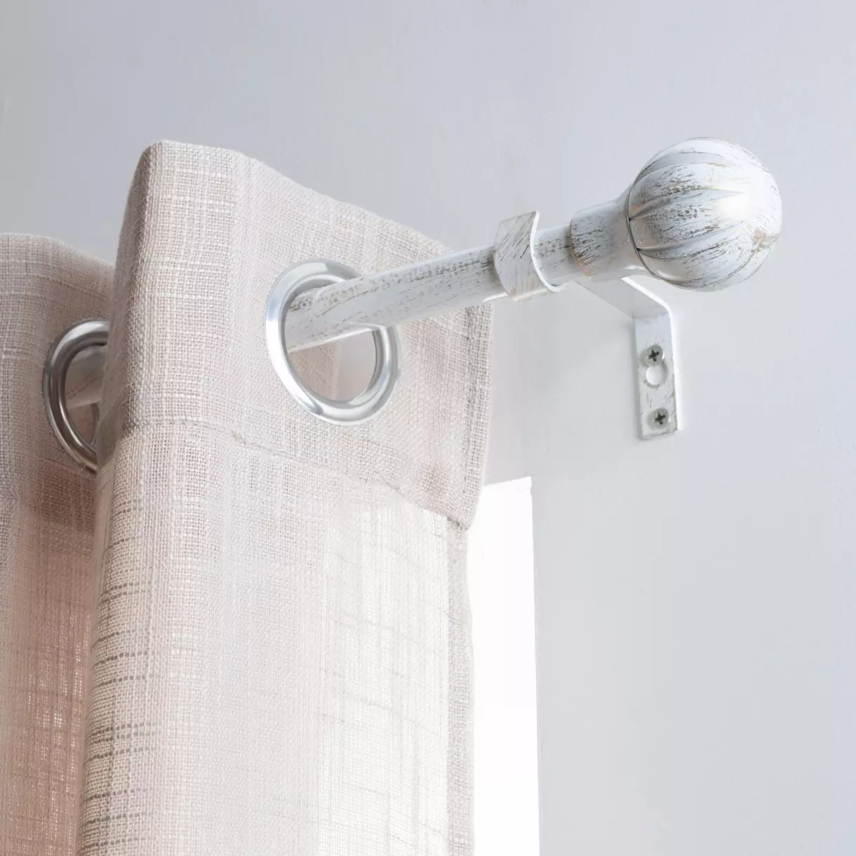 eminza Kit de tringle extensible (L210 - L380 cm / D19 mm) Touch of Zen Blanc et Or