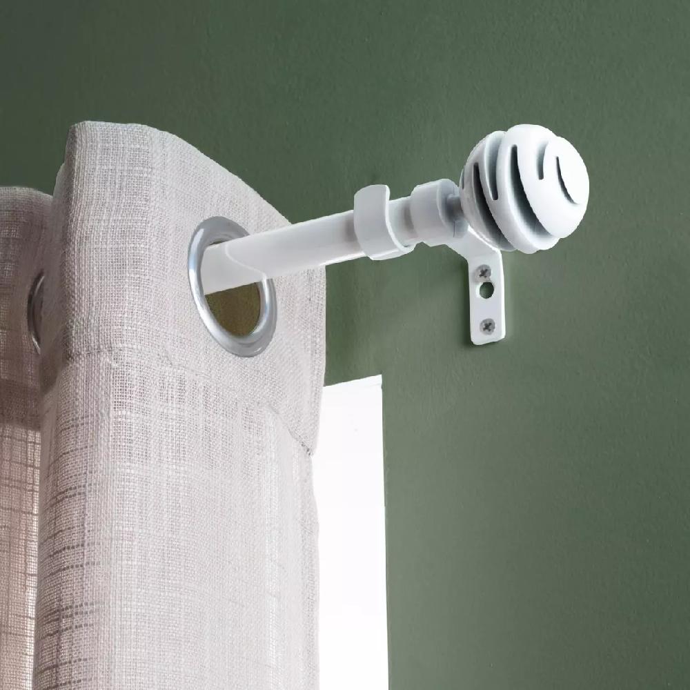eminza Kit de tringle extensible (L210 - L380 cm / D19 mm) Villalouise Blanc laqué