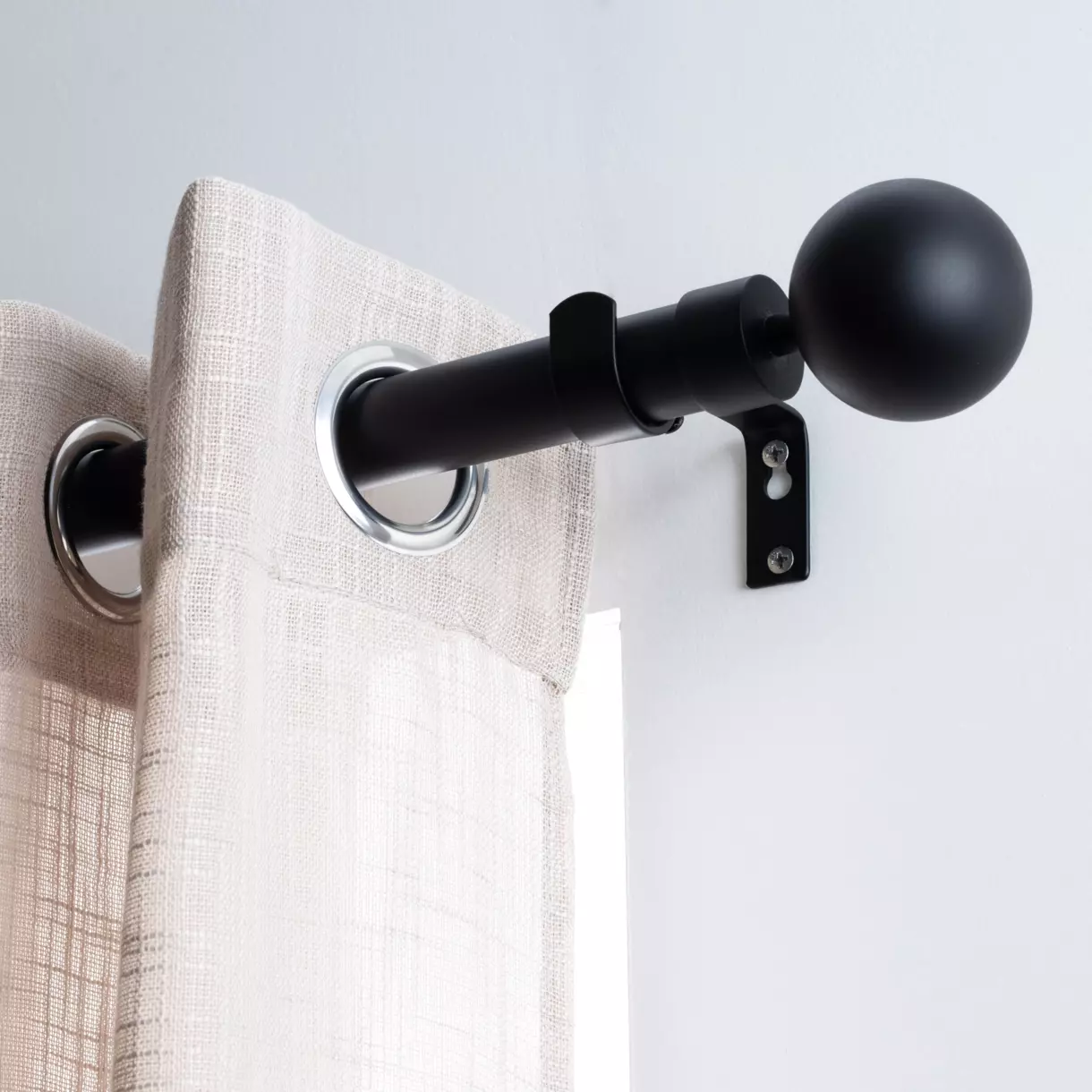 eminza Kit de tringle extensible (L210 - L380 cm / D28 mm) Gaïa Noir