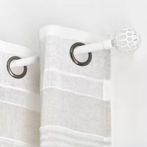 Eminza Kit De Tringle Rideau Extensible (L120 - L210 Cm / D19 Mm) Facette Blanc Mat