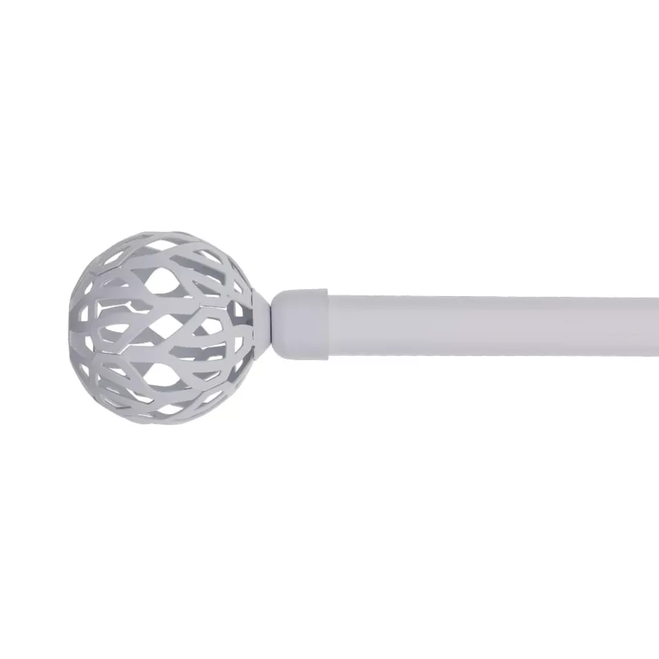 eminza Kit de tringle rideau extensible (L120 - L210 cm / D19 mm) Vintage Blanc mat