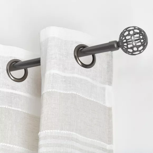 Eminza Kit De Tringle Rideau Extensible (L120 - L210 Cm / D19 Mm) Facette Gris Béton