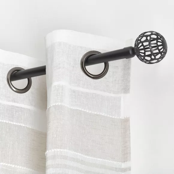 Eminza Kit De Tringle Rideau Extensible (L120 - L210 Cm / D19 Mm) Facette Noir Mat