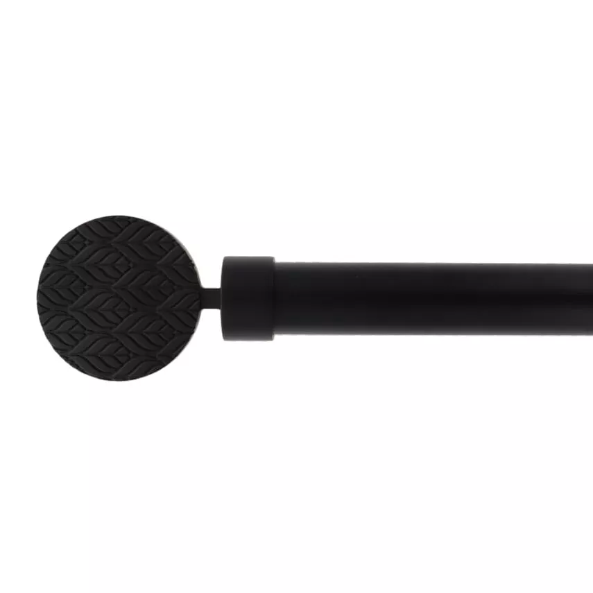 eminza Kit de tringle rideau extensible (L120 - L210 cm / D28 mm) Ontario Noir mat