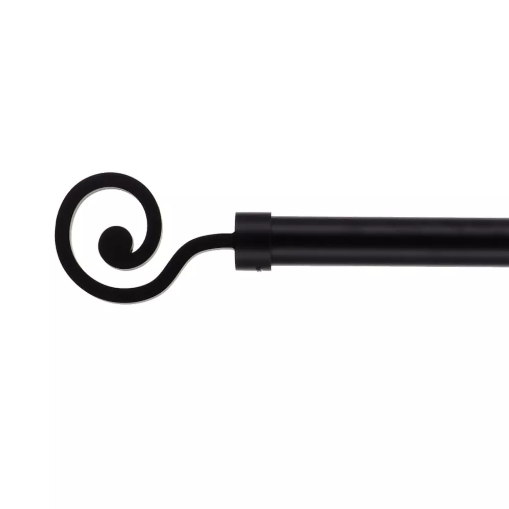 eminza Kit de tringle rideau extensible (L120 - L210 cm / D28 mm) Dream Noir mat