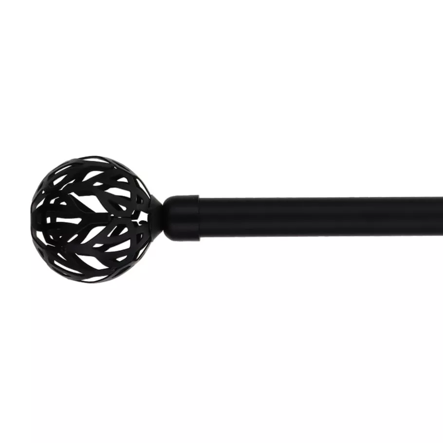 eminza Kit de tringle rideau extensible (L210 - L380 cm / D19 mm) Vintage Noir mat