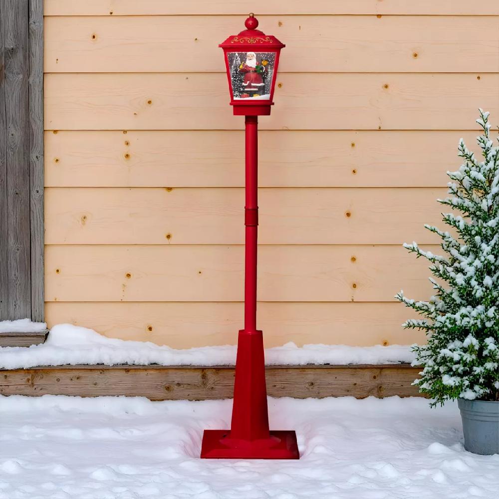 eminza Lampadaire de Noël illuminé (H180 cm) Père Noël Rouge