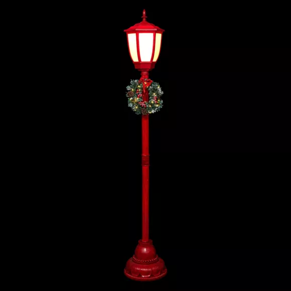 Eminza Lampadaire De Noël Illuminé (H185 Cm) London Rouge Et Blanc Chaud