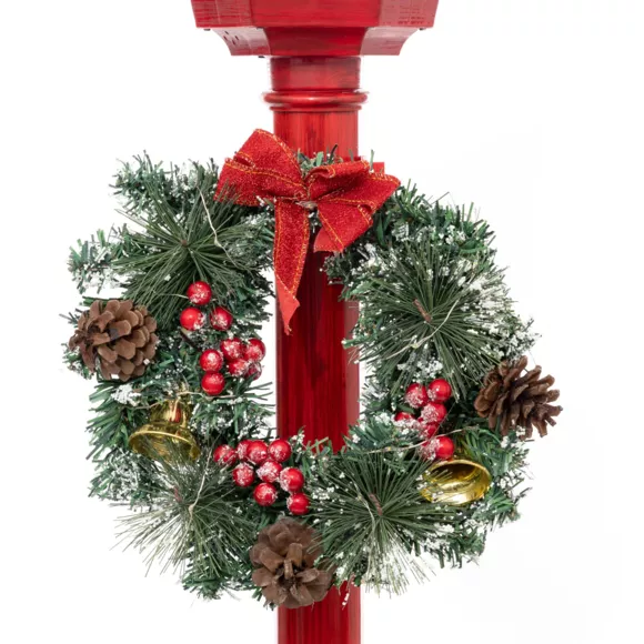 Eminza Lampadaire De Noël Illuminé (H185 Cm) London Rouge Et Blanc Chaud