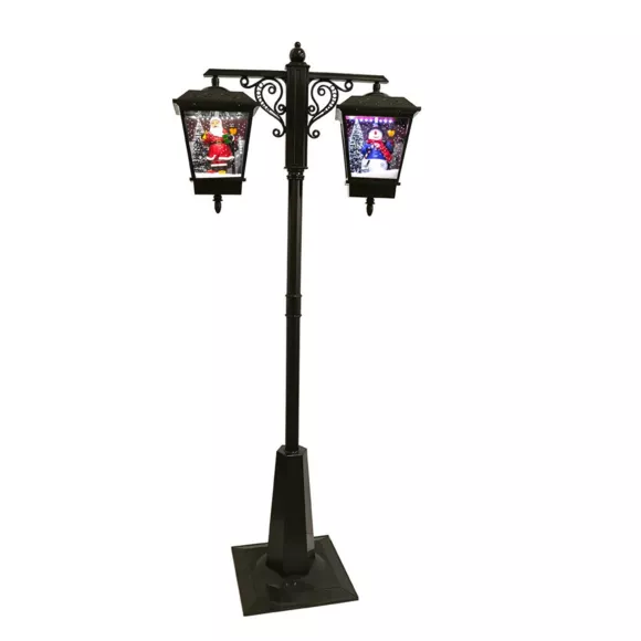 Eminza Lampadaire De Noël Illuminé (H188 Cm) Double Figurine Noir