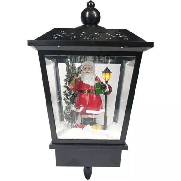 Eminza Lampadaire De Noël Illuminé (H188 Cm) Double Figurine Noir