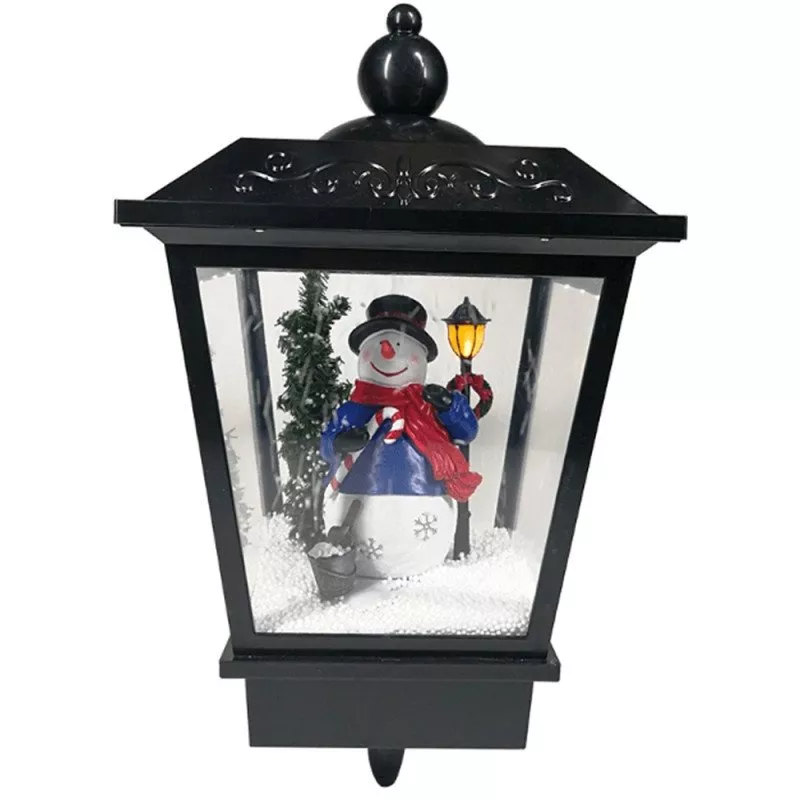 Eminza Lampadaire De Noël Illuminé (H188 Cm) Double Figurine Noir