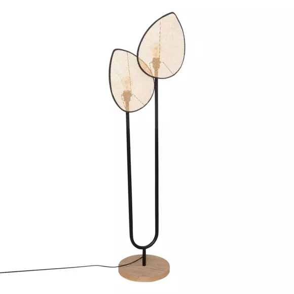 Eminza Lampadaire Double En Rotin (H143 Cm) Olme Beige