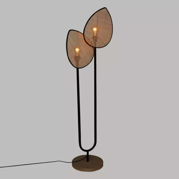 Eminza Lampadaire Double En Rotin (H143 Cm) Olme Beige
