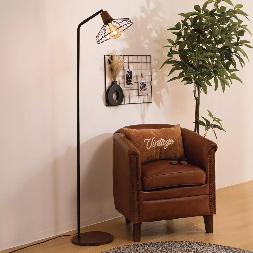 eminza Lampadaire en bois et métal (H163 cm) Popy Noir