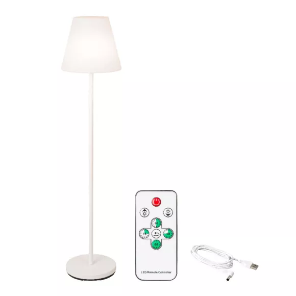 Eminza Lampadaire Extérieur Sans Fil Rechargeable USB LED (H150 Cm) Brooklyn Blanc