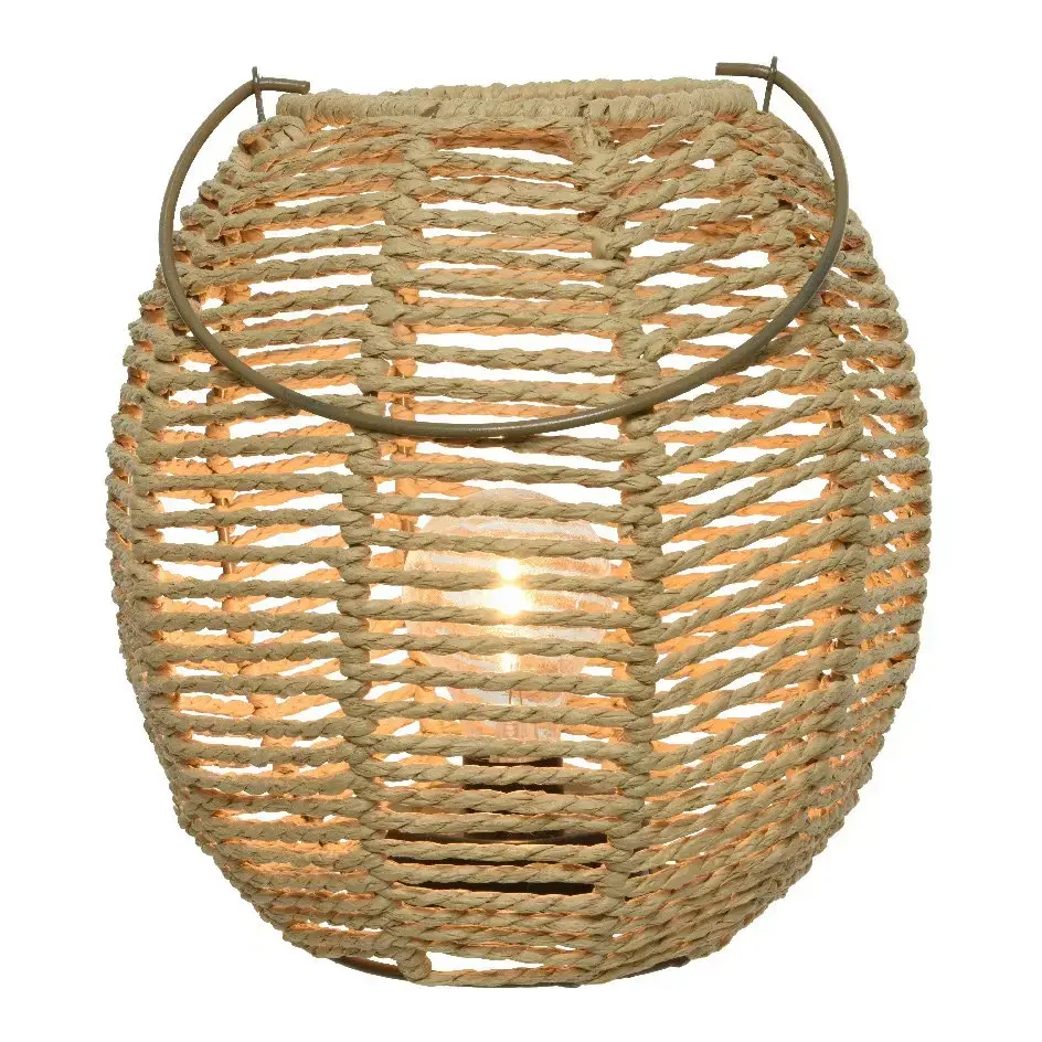 eminza Lampe à poser à piles LED (H23 cm) Corde Naturel