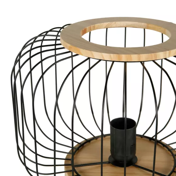 Eminza Lampe à Poser Bois Et Métal (H38 Cm) Cicerone Noir