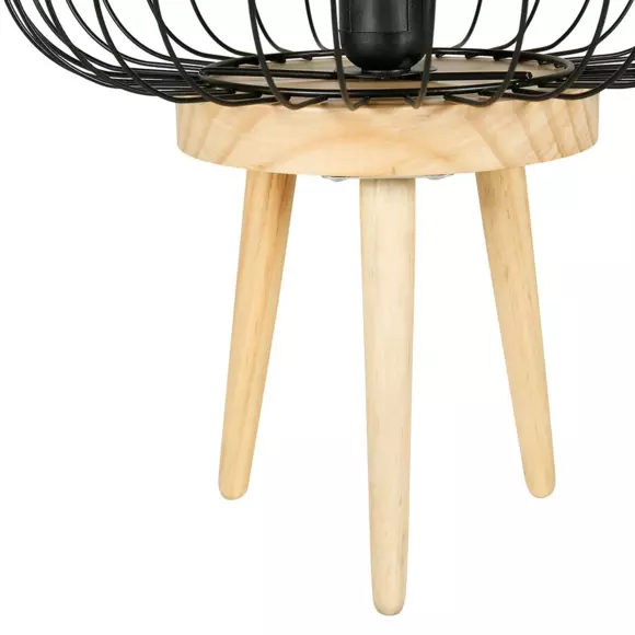 Eminza Lampe à Poser Bois Et Métal (H38 Cm) Cicerone Noir