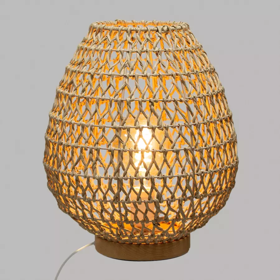 Eminza Lampe à Poser Bois Et Papier (H35 5 Cm) Etel Naturelle