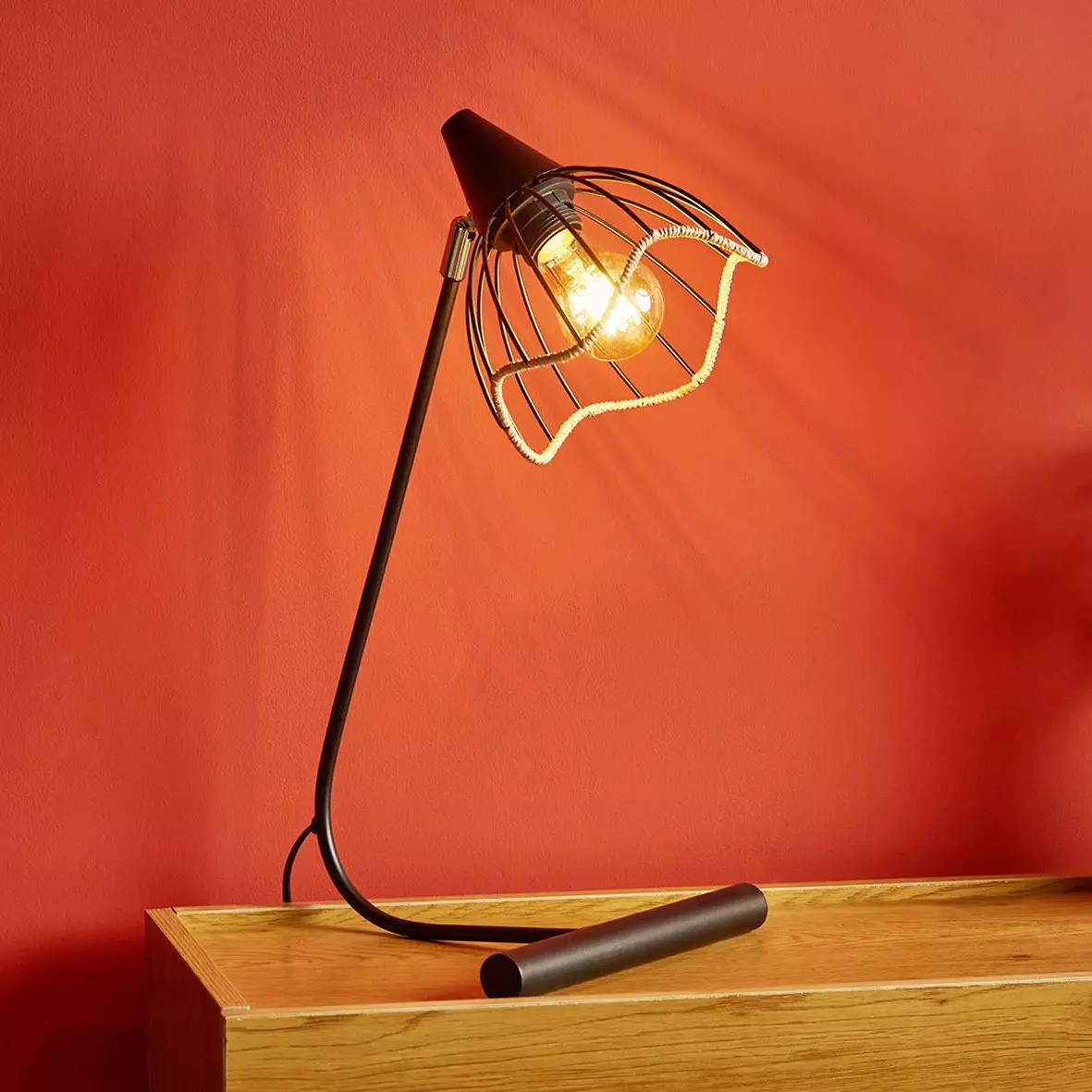 eminza Lampe à poser corde tressée (H48 cm) Dona Noir