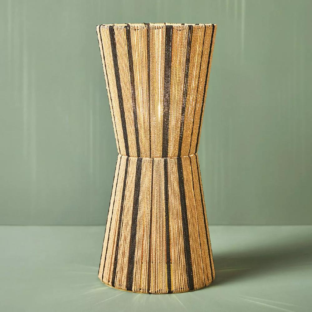 eminza Lampe à poser en corde (H50 cm) Tama Noir et naturel