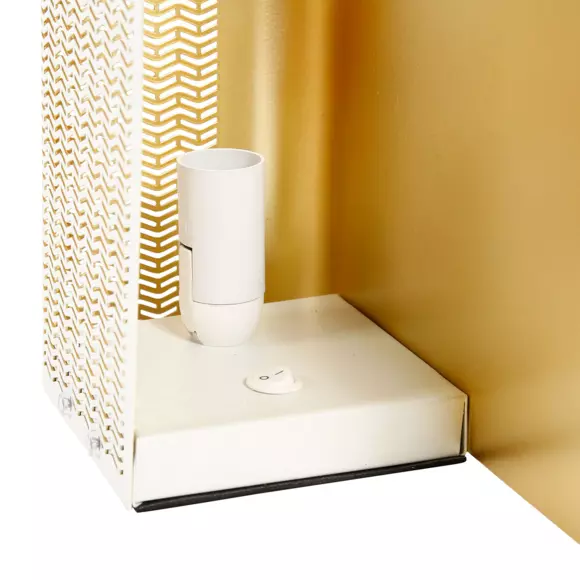 Eminza Lampe à Poser En Métal (L25 X H16 Cm) Aladin Dorée Et Blanche