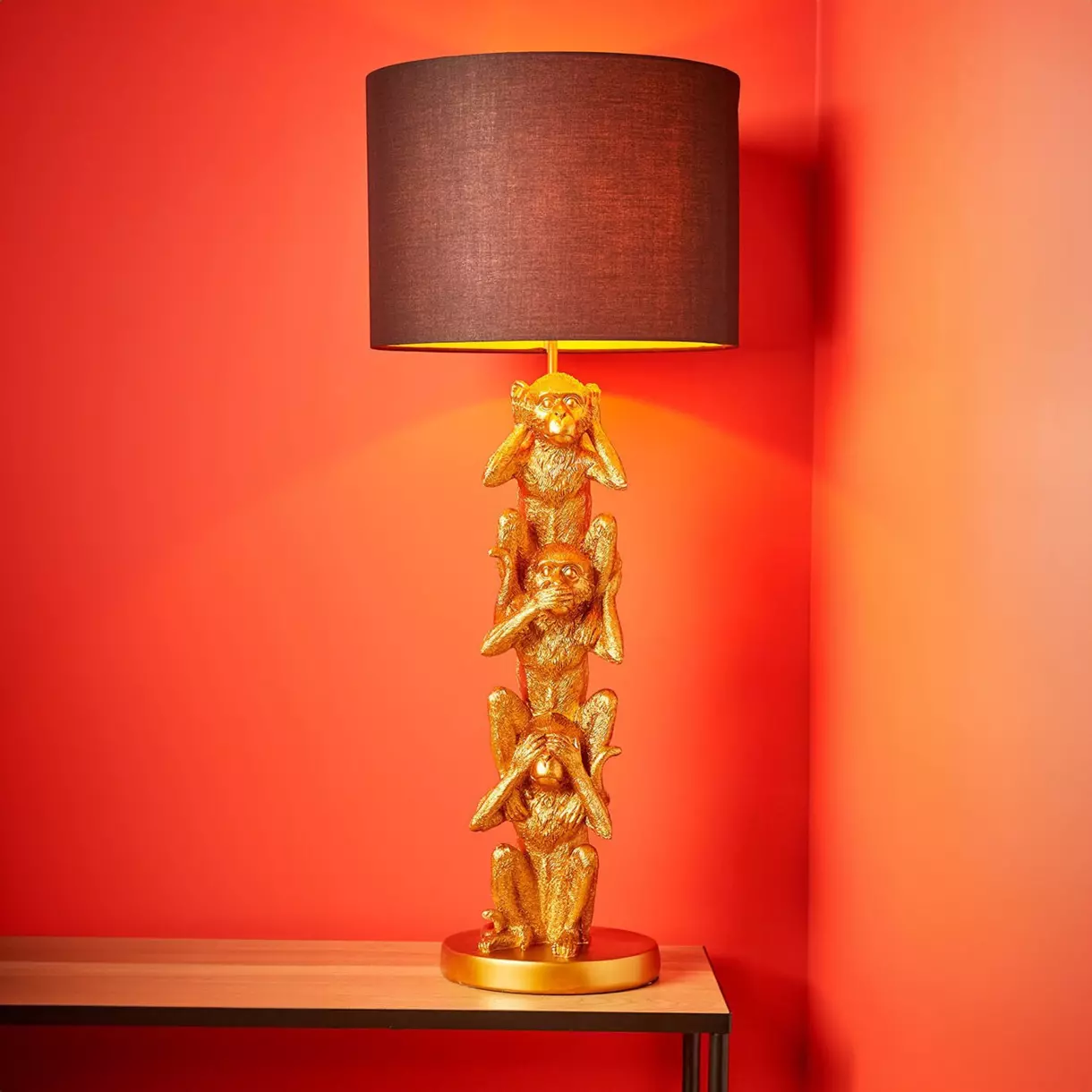 eminza Lampe à poser en métal Singe (H86 5 cm) Sagesse Or