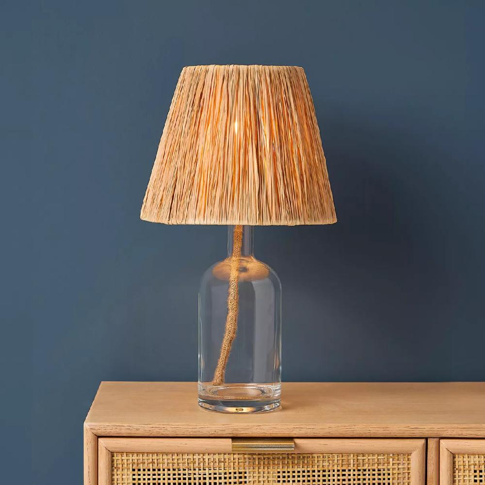 eminza Lampe à poser en verre et corde (H40 cm) Haddock Naturel