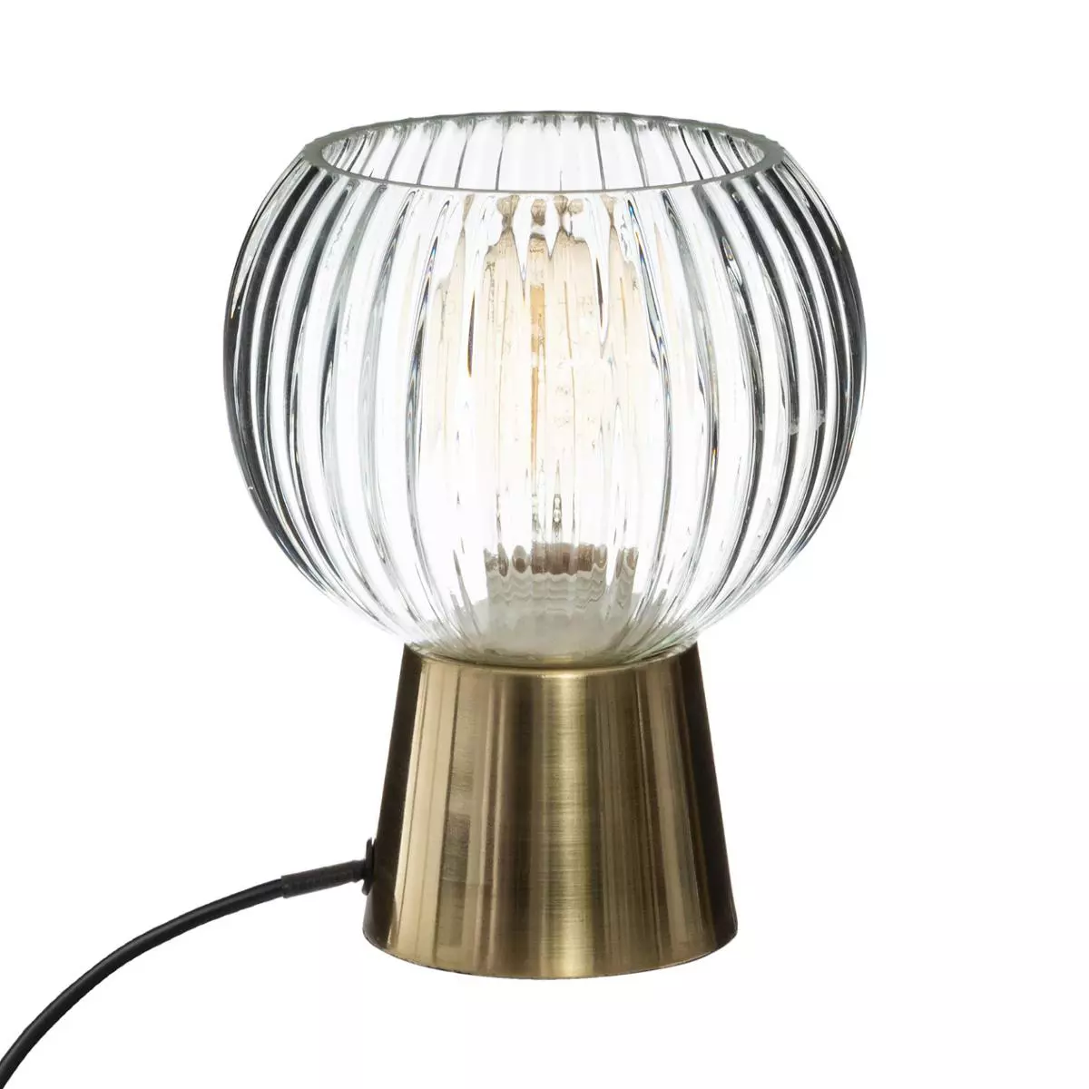 eminza Lampe à poser en verre rétro (H19 5 cm) Laye Transparente