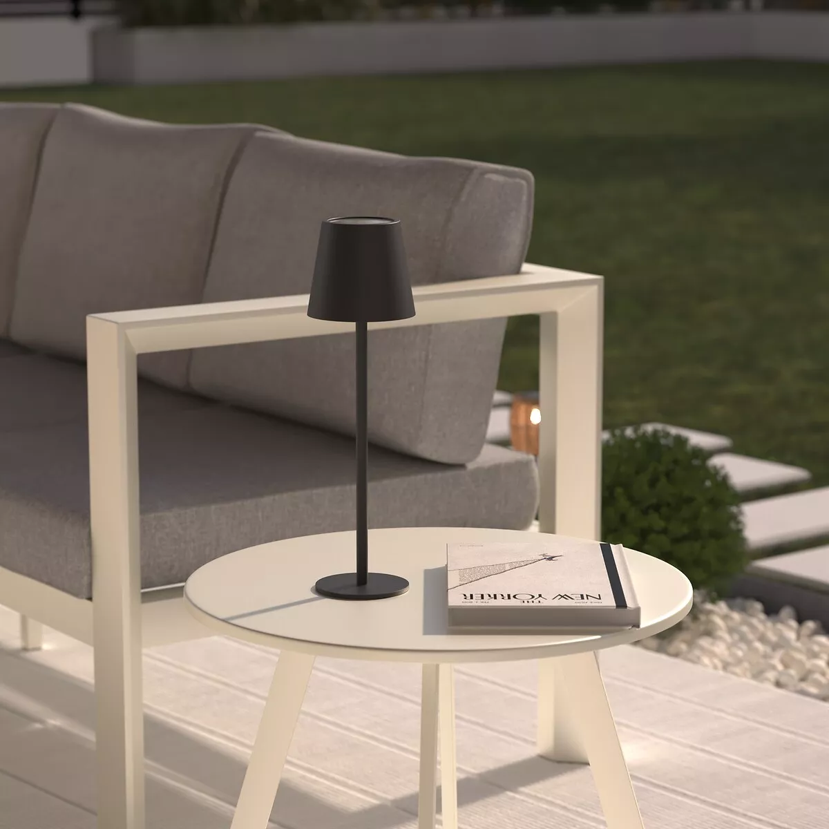 eminza Lampe à poser extérieur LED métal (H37 cm) Cody Noir