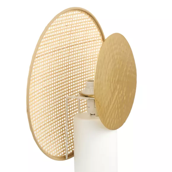 Eminza Lampe à Poser Métal Et Bambou (H32 Cm) Olympe Beige Et Doré