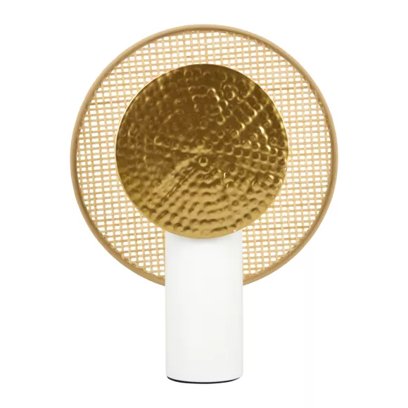 Eminza Lampe à Poser Métal Et Bambou (H32 Cm) Olympe Beige Et Doré